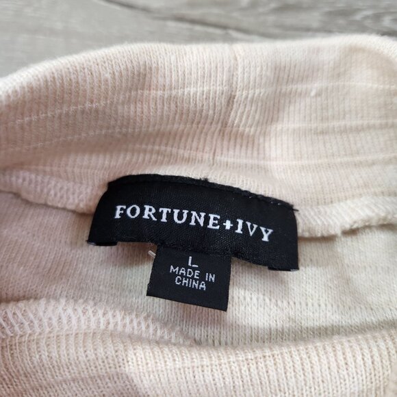 Fortune & Ivy Off White Long Sleeve Mock Neck Knit Top Women's Size L - Picture 6 of 13